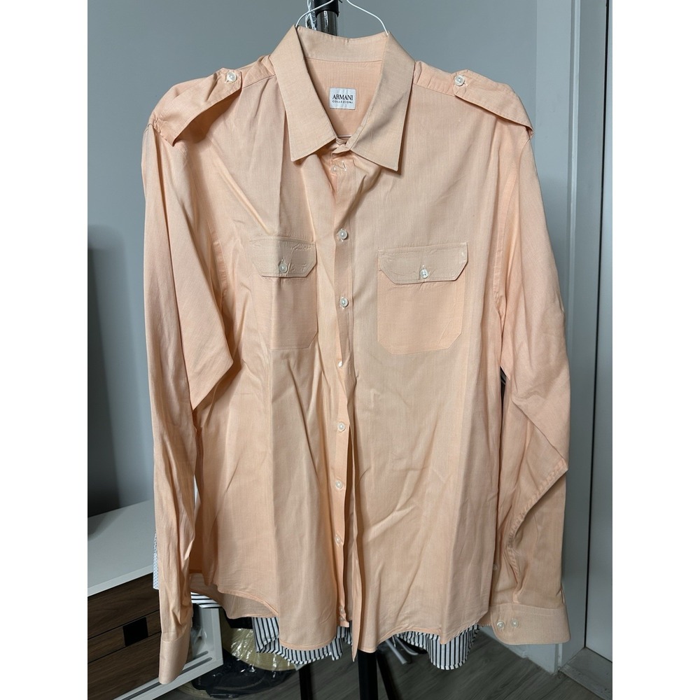 Armani Collezioni Shirt Mens XXL‎   apricot Color  Long Sleeve Dress
